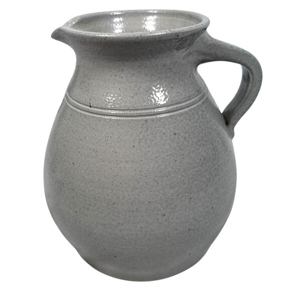 Vintage Eldreth Pottery Large Pitcher Jug Salt Glaze Apple Basket Signed 1995 - Picture 5 of 10
